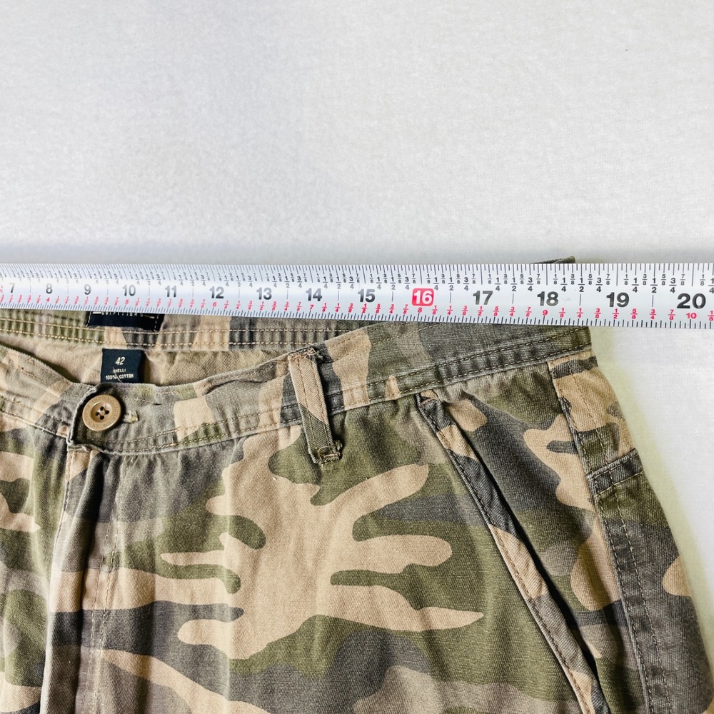 Lincoln Outfitters Mens Camo Cargo Shorts Green Brown Cotton Size 42 Woodland - Picture 7 of 9